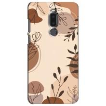 Чехол с цветочным принтом на Мейзу Ноте 8 (Коричневые цветы)