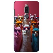 Чехол с принтом стильные животные для Мейзу Ноте 8 (Ламы в очках)