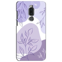 Силиконовый чехол с принтом в цветах на Meizu Note 8 – Фиолетовый дизайн