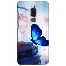 Силиконовый бампер с картинкой животных для Meizu Note 8 (Бабочка синяя)