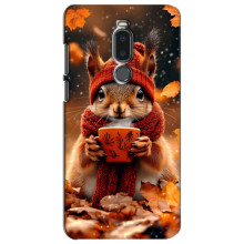 Печатный чехол «Зверята с кофе» для Meizu Note 8 – Белка с кофе