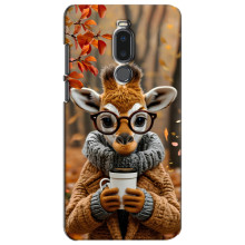 Печатный чехол «Зверята с кофе» для Meizu Note 8 – Жираф с кофе