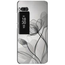 Чехол с цветочным принтом на Мейзу Про 7 Плюс – Черные цветы