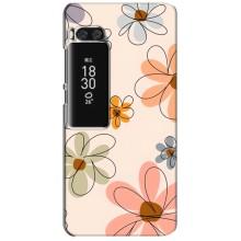 Чехол с цветочным принтом на Мейзу Про 7 Плюс – Разноцветные цветы