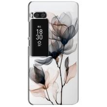 Чехол с цветочным принтом на Мейзу Про 7 Плюс – Цветы на белом