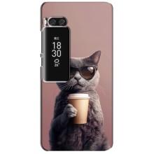Чехол с принтом стильные животные для Мейзу Про 7 Плюс – Кот с кофе