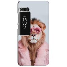 Чехол с принтом стильные животные для Мейзу Про 7 Плюс – Лев в очках