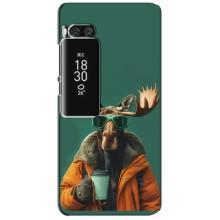 Чехол с принтом стильные животные для Мейзу Про 7 Плюс – Лось с кофе