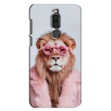 Чехол с принтом стильные животные для Мейзу Х8 (Лев в очках)