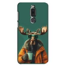 Чехол с принтом стильные животные для Мейзу Х8 (Лось с кофе)