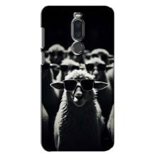 Чехол с принтом стильные животные для Мейзу Х8 (Овечка в очках)