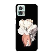 Чехлы (ART) Цветы на Motorola Edge 30 Neo (VPrint) (Белые цветы)