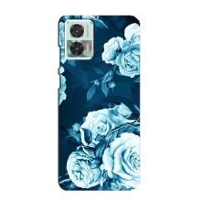 Чехлы (ART) Цветы на Motorola Edge 30 Neo (VPrint) (Голубые Бутоны)