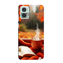 Чехол с уникальным дизайном «Осень с кофе» для Motorola Edge 30 Neo – Кофе и дождь