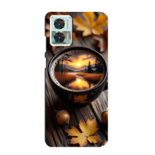 Чехол с уникальным дизайном «Осень с кофе» для Motorola Edge 30 Neo – Тёмный кофе
