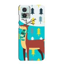 Силиконовый бампер с картинкой животных для Motorola Edge 30 Neo (Олень с шарфом)