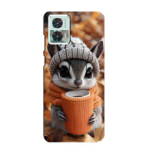 Печатный чехол «Зверята с кофе» для Motorola Edge 30 Neo – Грызунчик с кофе