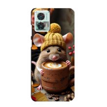 Печатный чехол «Зверята с кофе» для Motorola Edge 30 Neo – Медведь с кофе