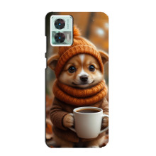 Печатный чехол «Зверята с кофе» для Motorola Edge 30 Neo – Песик с кофе