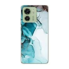 Чехол для Мото Ейдж 40 - с принтом (Дизайнерские) (AlphaPrint) (Бирюзовый мрамор)
