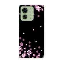 Чехол для Мото Ейдж 40 - с принтом (Дизайнерские) (AlphaPrint) (Цветочки маленькие)
