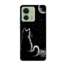 Чохол з принтом для Motorola Edge 40 (AlphaPrint) Модні коти (Котик і місяць)