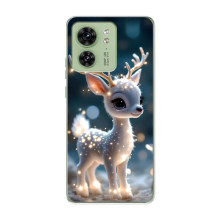 Яркий чехол для Motorola Edge 40 с Зимними Оленятами – Блистающий оленёнок
