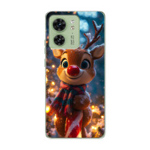 Яркий чехол для Motorola Edge 40 с Зимними Оленятами – Олень в шарфе