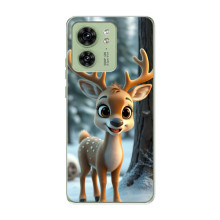Яркий чехол для Motorola Edge 40 с Зимними Оленятами – Оленёнок в лесу