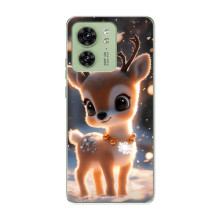 Яркий чехол для Motorola Edge 40 с Зимними Оленятами – Оленёнок