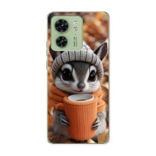 Печатный чехол «Зверята с кофе» для Motorola Edge 40
