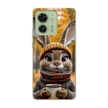 Печатный чехол «Зверята с кофе» для Motorola Edge 40 – Зайчик с кофе