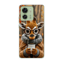 Печатный чехол «Зверята с кофе» для Motorola Edge 40 – Жираф с кофе