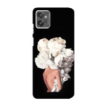 Чехлы (ART) Цветы на Motorola MOTO G32 (VPrint) (Белые цветы)