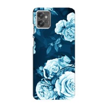 Чехлы (ART) Цветы на Motorola MOTO G32 (VPrint) (Голубые Бутоны)