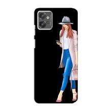 Чехол с картинкой Модные Девчонки Motorola MOTO G32 (Девушка со смартфоном)