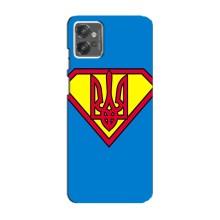Чохол з картинкою (Патріотичний ГЕРБ) на Motorola MOTO G32 (Герб - супер герой)
