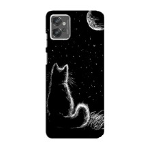 Чехол с принтом для Motorola MOTO G32 (AlphaPrint) Модные коты (Котик и луна)