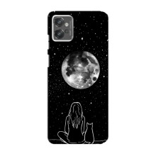 Чехол с рисунком кот на Motorola MOTO G32 (Девушка с котом)
