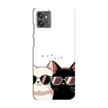 Чехол с рисунком кот на Motorola MOTO G32 (Коты в очках)