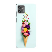 Чехлы с тематикой "ЦВЕТЫ" на Motorola MOTO G32 (Цветок-мороженное)