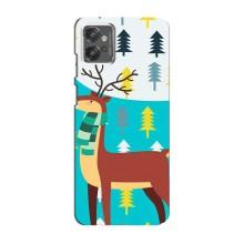Силиконовый бампер с картинкой животных для Motorola MOTO G32 (Олень с шарфом)