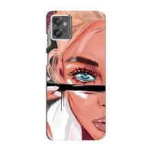 Силиконовый Чехол на Motorola MOTO G32 с картинкой Стильных Девушек – Девушка и ресницы