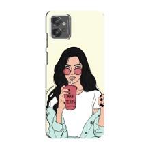 Силиконовый Чехол на Motorola MOTO G32 с картинкой Стильных Девушек – С напитком