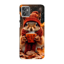 Печатный чехол «Зверята с кофе» для Motorola MOTO G32 – Белка с кофе