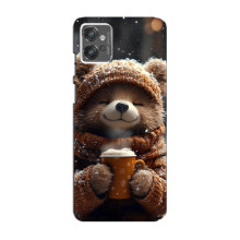 Печатный чехол «Зверята с кофе» для Motorola MOTO G32 – Мишка с кофе