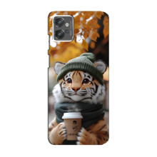 Печатный чехол «Зверята с кофе» для Motorola MOTO G32 – Тигр с кофе