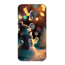 Чехлы на Новый Год Motorola MOTO G4 Plus (Снеговик праздничный)