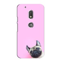 Бампер для Motorola Moto G4 Plus с картинкой "Песики" – Собака на розовом