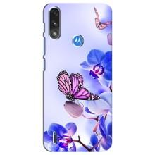 Чохли з квітами для Motorola E7 Power (VPrint) (Метелик на квітах)